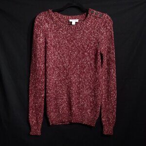 St John's Bay Maroon Burgundy Red Long Sleeve Women's Knit Sweater